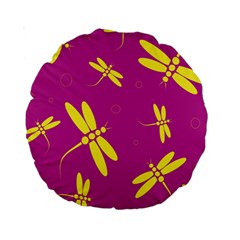 Purple And Yellow Dragonflies Pattern Standard 15  Premium Round Cushions