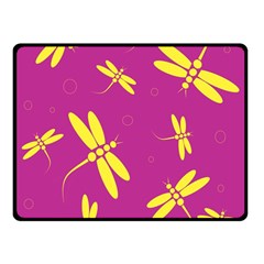 Purple And Yellow Dragonflies Pattern Double Sided Fleece Blanket (small) 