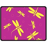 Purple and yellow dragonflies pattern Double Sided Fleece Blanket (Large)  80 x60  Blanket Back