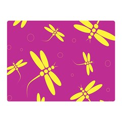 Purple And Yellow Dragonflies Pattern Double Sided Flano Blanket (mini)  by Valentinaart