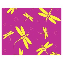 Purple And Yellow Dragonflies Pattern Double Sided Flano Blanket (medium) 