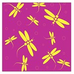 Purple and yellow dragonflies pattern Large Satin Scarf (Square) Front