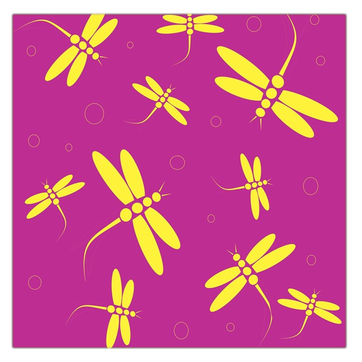 Purple and yellow dragonflies pattern Large Satin Scarf (Square)