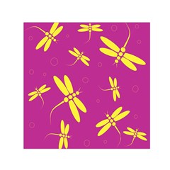 Purple And Yellow Dragonflies Pattern Small Satin Scarf (square)