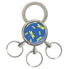 Blue And Yellow Dragonflies Pattern 3-ring Key Chains by Valentinaart