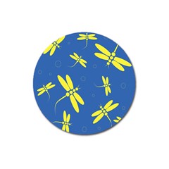 Blue And Yellow Dragonflies Pattern Magnet 3  (round)