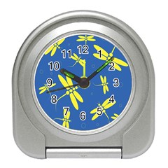 Blue And Yellow Dragonflies Pattern Travel Alarm Clocks