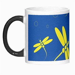 Blue And Yellow Dragonflies Pattern Morph Mugs by Valentinaart