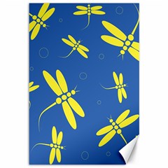 Blue And Yellow Dragonflies Pattern Canvas 12  X 18  