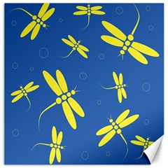 Blue And Yellow Dragonflies Pattern Canvas 16  X 16   by Valentinaart