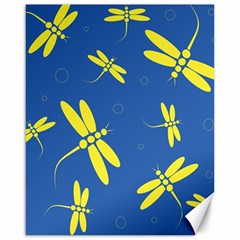 Blue And Yellow Dragonflies Pattern Canvas 16  X 20  