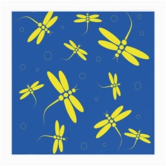 Blue And Yellow Dragonflies Pattern Medium Glasses Cloth by Valentinaart