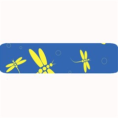 Blue And Yellow Dragonflies Pattern Large Bar Mats by Valentinaart