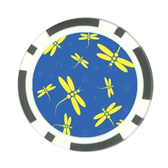 Blue And Yellow Dragonflies Pattern Poker Chip Card Guards (10 Pack)  by Valentinaart