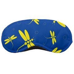 Blue And Yellow Dragonflies Pattern Sleeping Masks by Valentinaart