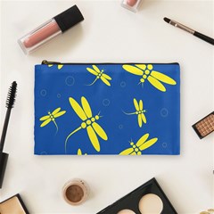 Blue And Yellow Dragonflies Pattern Cosmetic Bag (medium) 