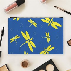 Blue And Yellow Dragonflies Pattern Cosmetic Bag (large) 