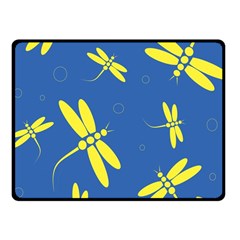 Blue And Yellow Dragonflies Pattern Fleece Blanket (small) by Valentinaart