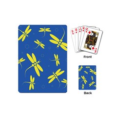 Blue And Yellow Dragonflies Pattern Playing Cards (mini)  by Valentinaart