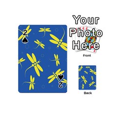 Blue And Yellow Dragonflies Pattern Playing Cards 54 (mini) 