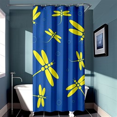 Blue And Yellow Dragonflies Pattern Shower Curtain 36  X 72  (stall)  by Valentinaart