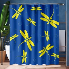 Blue And Yellow Dragonflies Pattern Shower Curtain 60  X 72  (medium) 