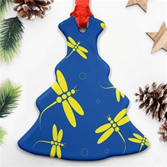 Blue And Yellow Dragonflies Pattern Christmas Tree Ornament (2 Sides)