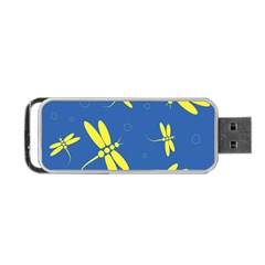 Blue And Yellow Dragonflies Pattern Portable Usb Flash (one Side) by Valentinaart