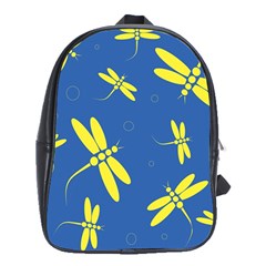 Blue And Yellow Dragonflies Pattern School Bags (xl) 