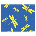 Blue and yellow dragonflies pattern Double Sided Flano Blanket (Medium)  60 x50  Blanket Front