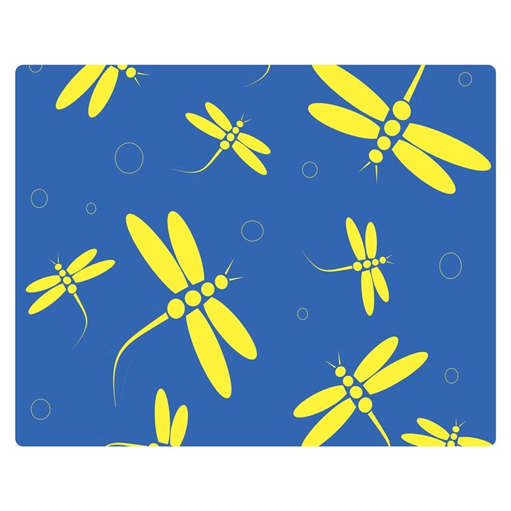 Blue and yellow dragonflies pattern Double Sided Flano Blanket (Medium) 