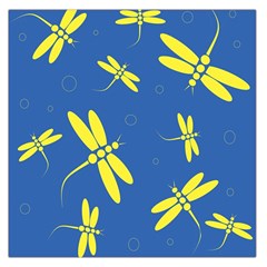 Blue And Yellow Dragonflies Pattern Large Satin Scarf (square)