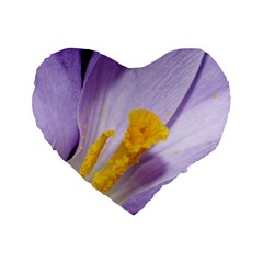 Crocus Closeupl Standard 16  Premium Flano Heart Shape Cushions by PhotoThisxyz