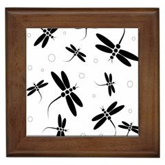 Black And White Dragonflies Framed Tiles by Valentinaart