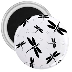 Black And White Dragonflies 3  Magnets by Valentinaart