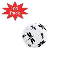 Black And White Dragonflies 1  Mini Magnets (100 Pack)  by Valentinaart