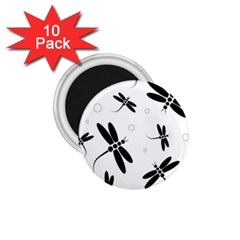 Black And White Dragonflies 1 75  Magnets (10 Pack)  by Valentinaart