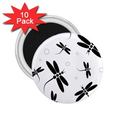 Black And White Dragonflies 2 25  Magnets (10 Pack)  by Valentinaart