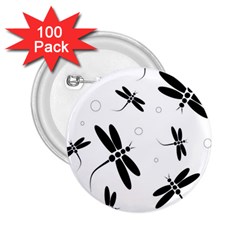 Black And White Dragonflies 2 25  Buttons (100 Pack) 