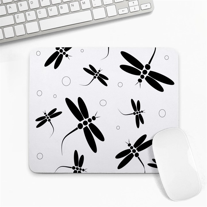 Black and white dragonflies Large Mousepads