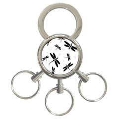 Black And White Dragonflies 3-ring Key Chains