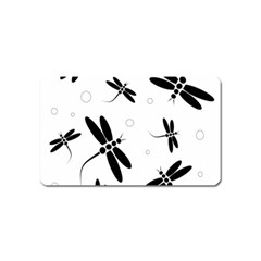 Black And White Dragonflies Magnet (name Card) by Valentinaart