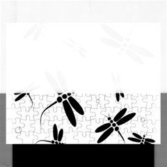 Black And White Dragonflies Rectangular Jigsaw Puzzl