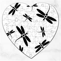 Black And White Dragonflies Jigsaw Puzzle (heart)