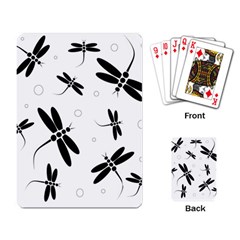 Black And White Dragonflies Playing Card by Valentinaart