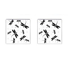 Black And White Dragonflies Cufflinks (square) by Valentinaart