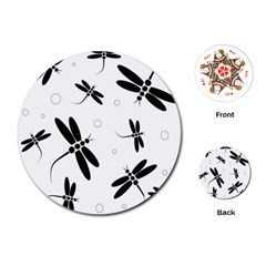 Black And White Dragonflies Playing Cards (round) 