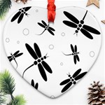 Black and white dragonflies Heart Ornament (2 Sides) Front