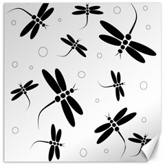 Black And White Dragonflies Canvas 12  X 12  