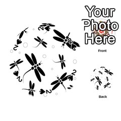 Black And White Dragonflies Playing Cards 54 (round)  by Valentinaart